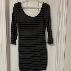 Striped Black and Gray Women's Dress